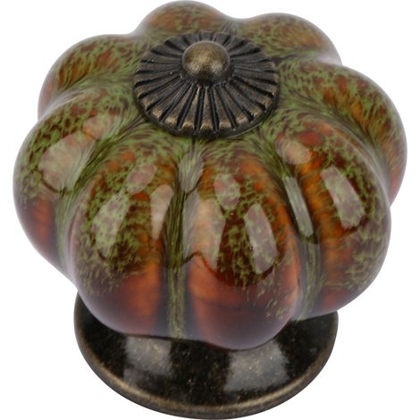 European Ceramic Pumpkin Door Knobs Cabinet Handles Single Hole Cupboard Drawer Pulls (Green) (1/5)