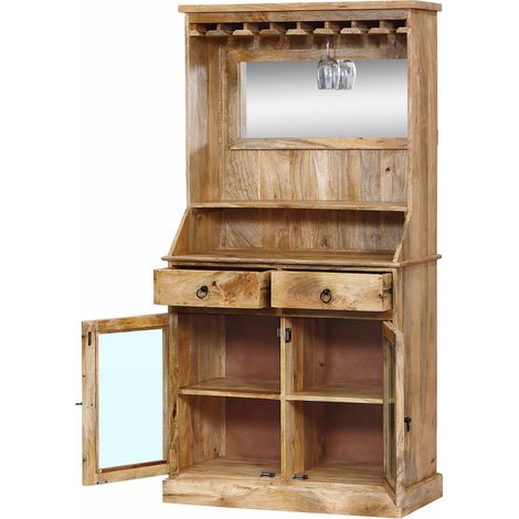 STILLER - mobile in legno di mango con 2 ante, 2 cassetti e porta bicchieri (1/3)