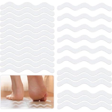 24 Pièces Autocollants de Douche Auto-Adhésifs, Tapis Antidérapant Douche Transparents, Surfaces Glissantes, Bande Autocollants Antidérapants pour Baignoire, Escaliers, Salle de Bain (1/5)