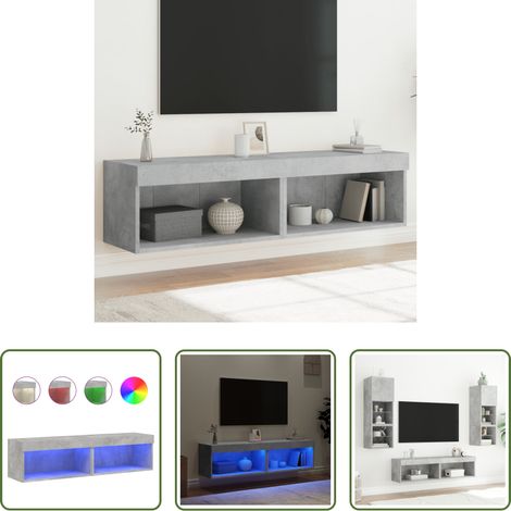 LED-Leuchten - TV-Schränke mit LED-Leuchten 2 Stk. Betongrau 60x30x30 cm (1/5)