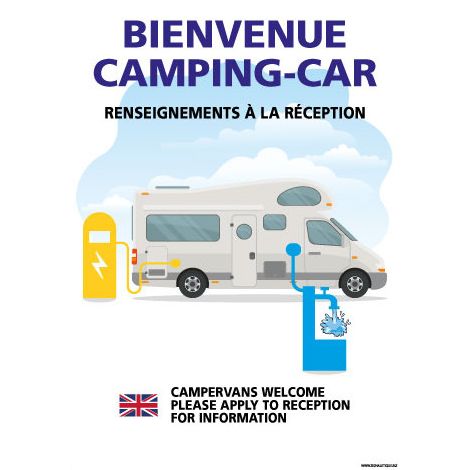 PANNEAU BIENVENUE AU CAMPING-CAR (H0456) - Aluminium 2 mm - 300 x 420 mm