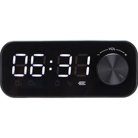 Réveil Radio Portable B126 BT avec Haut-parleur Multifonction, Horloge LED Réglable et Alarme - Noir