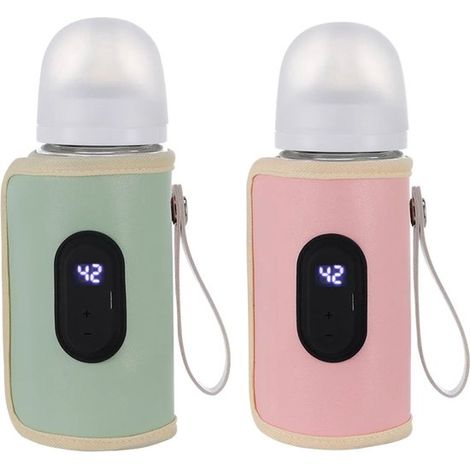 Flaschenwärmer – Stillflaschenhülle – Verstellbarer Flaschenwärmer – Tragbarer Flaschenwärmer – USB – Grün