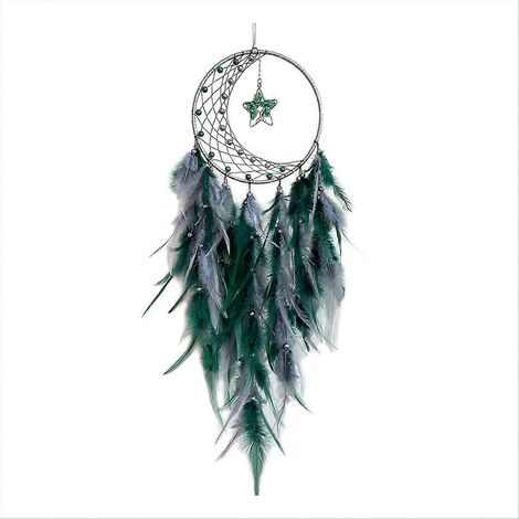 Attrape-rêves pour chambre, à accrocher au mur, cadeau artisanal vert (1/5)
