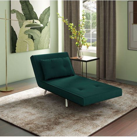 Sillón convertible 3 en 1 con respaldo ajustable y cojín, 77 x 88 x 83 cm, verde oscuro HAVRYA (1/5)