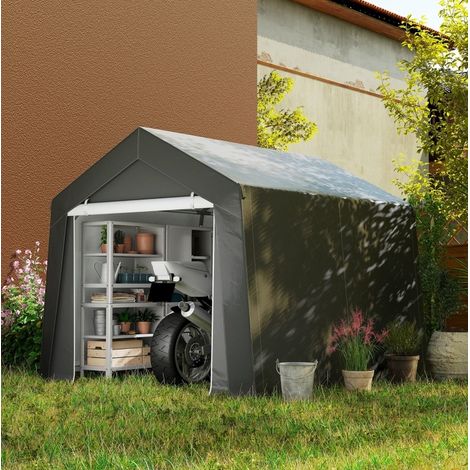 Carport tente de stockage 3 x 3 m étanche en acier galvanisé gris foncé (1/5)