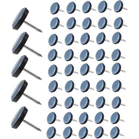 50 Pieces Teflon Chair Glides, Round Protective Glides with Nail, Furniture Glides for Tile and Hardwood Flooring - 19mm (1/4)