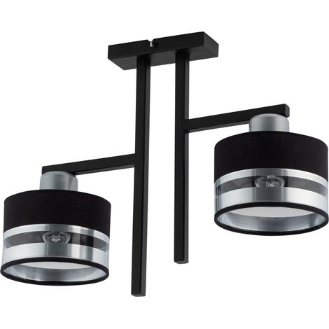 Plafoniera moderna doppia Pro 2xE27 nero/argento Sigma