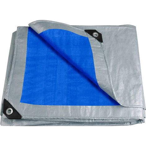 (Bleu, 400x300CM) Housse en toile imperméable, matériau PE, avec œillets métalliques, pare-soleil. (1/4)