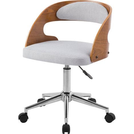 Chaise de bureau pivotante et réglable en bois et tissu gris - LOUIS