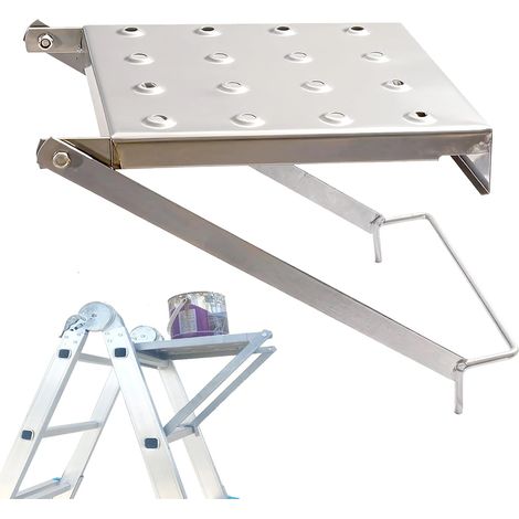 Plateforme D'escalier pour échelle, Plateforme Travail pour échelles Marchepied à Clipser en Acier Inoxydable Travail pour Escabeaux Et échelles à Coulisse Capacité Charge Maximale 150Kg (1/5)