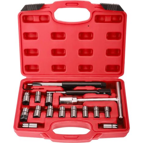 Set di 17 alesatori per iniettori, kit di alesatori per sedi iniettori diesel da 14-21,5 mm, alesatori professionali per sedi iniettori, alesatore universale per la pulizia degli iniettori diesel per  (1/5)