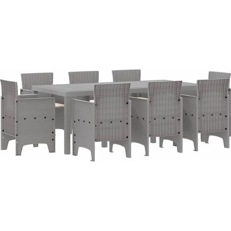Maison Exclusive - Garten Essgruppe 9 pcs Hellgrau Polypropylen