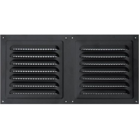 Grille d'aération en acier inoxydable - Grille d'aération à persiennes, ventilation, contrôle des insectes - 30 x 15 cm - Noir