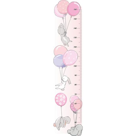 Größenmessaufkleber – Rosa Häschen (1/4)