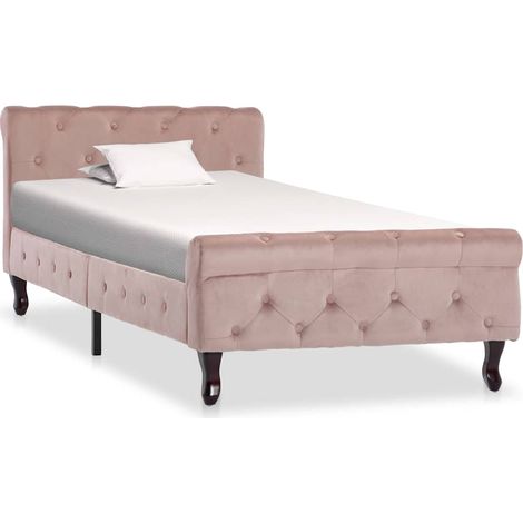 Estructura de cama sin colchón terciopelo rosa 90x200 cm (1/5)