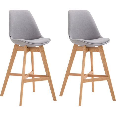 Set di 2 sgabelli bar seggiolone dal design moderno in tessuto grigio chiaro 100001301