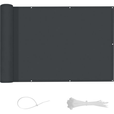 JSSEVN - Balcony Privacy Screen 90x300cm - UV Protection, Opaque, Waterproof and Windproof, with Fasteners for Terrace, Garden - Dark Anthracite (1/5)