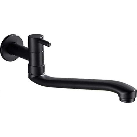 Robinet de lavabo de salle de bain 2025, mitigeur monocommande, eau froide, acier inoxydable, noir, rallonge murale, pour jardin ou piscine. (1/3)
