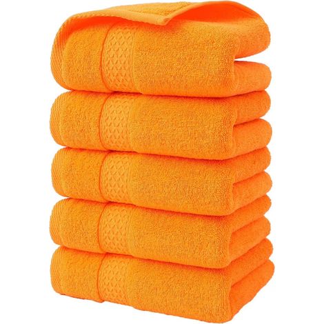 Lot de 5 serviettes de toilette, coton ringspun 400 g/m², ultra-absorbantes, séchage rapide, douces, pour salle de bain (1/5)