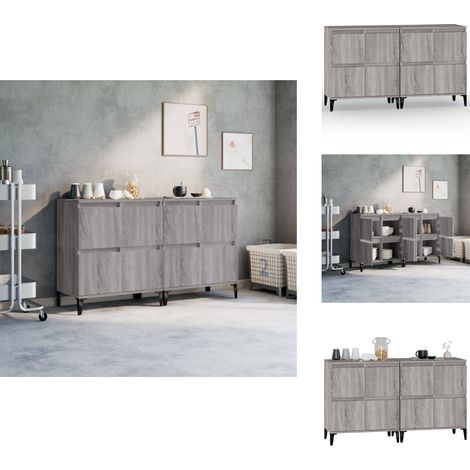 Sideboards 2 Stk. Grau Sonoma 60x35x70 cm Holzwerkstoff - Schreibtisch - Wohnzimmermöbel - Sideboard Grau - Regal Grau - Holz Sideboard (1/5)