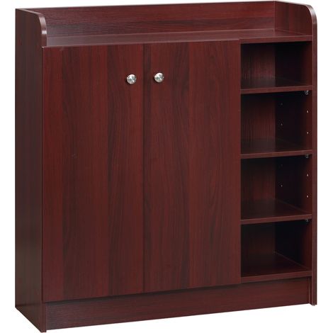 Armoire à chaussures moderne gain de place en bois pour 12 paires, 4 étagères ouvertes, 83x30x90 cm, couleur Café