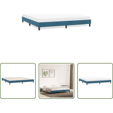 Sommeil confortable - Cadre de lit sans matelas bleu foncé 180x220 cm velours (1/5)
