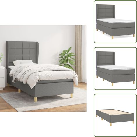 Boxspringbett mit Matratze Dunkelgrau 100x200 cm Stoff - Boxspringbett - Doppelbett - Bettenrahmen - Lattenrost - Matratze (1/5)
