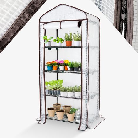 AREBOS Premium Foliengewächshaus Gewächshaus mit 4 Etagen - 70 x 50 x 158 cm Treibhaus mit 4 Regalen - Platzsparend, Hochwertiges Anzuchthaus Garten Balkon Stabil & Einfach zu Montieren (1/5)