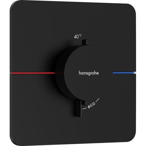 Mitigeur thermostatique, Robinet encastré avec arrêt de sécurité à 40°C, Thermostat 3 sorties, Noir mat (1/5)