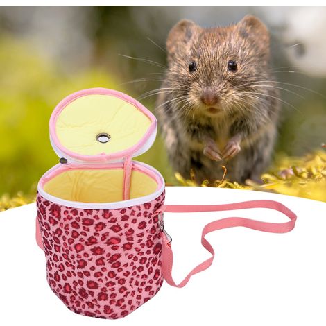 Grand sac de transport portable en peluche courte pour hamster, hérisson, cochon d'Inde ou léopard rose, idéal pour les voyages. (1/5)