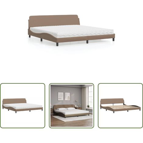 Kunstlederbett - Bett mit Matratze "Dover" Cappuccino-Braun 200x200 cm Kunstleder (1/5)
