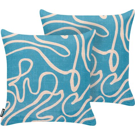 Conjunto de 2 cojines decorativos para exterior accesorios de jardín estampado abstracto moderno turquesa Kerria (1/5)