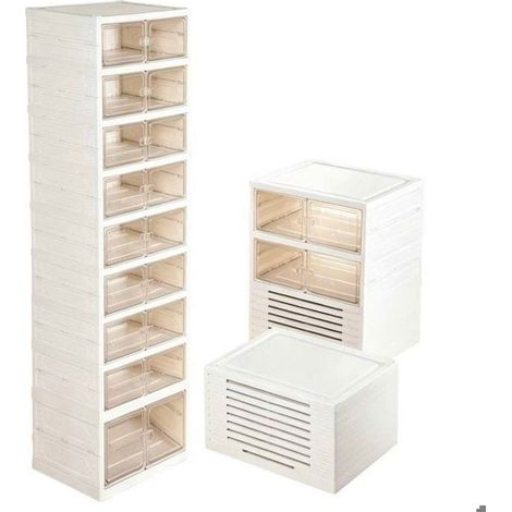 Mueble para zapatos - SEVEN COMFORT - Sevencomfort - Plegable sin ensamblaje - 9 estantes (18 p.) - Blanco mate (1/5)