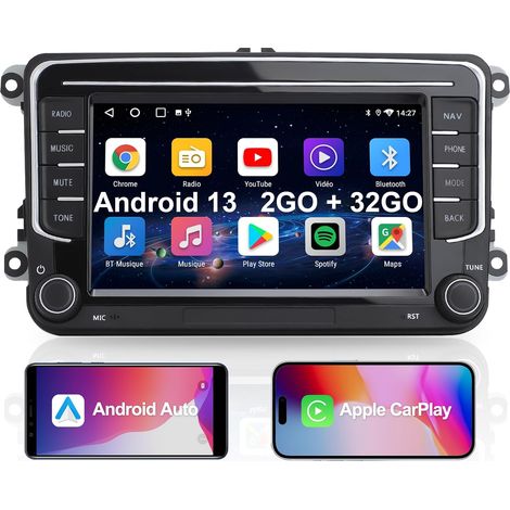 2-Din-Autoradio, 7-Zoll-Autoradio für VW Golf, Passat, Seat, Touran, Skoda, CarPlay und Android Auto, 2+32 GB, Touchscreen und physische Tasten, EQ, FM, GPS-Navigation, Bildschirmspiegelung (1/5)