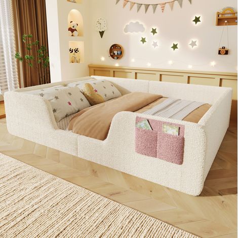 Cama infantil tapizada con barandas extraíbles HAVRYA