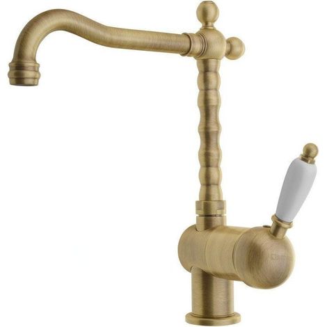 Sapho Kirké - Mitigeur d'évier, manette blanche, bronze KI14BB (1/2)