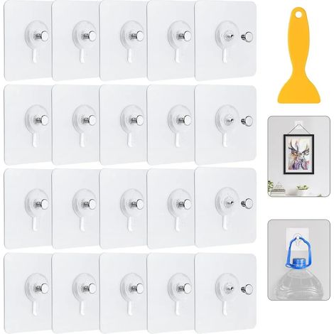 100 Stück Bilderhaken Selbstklebend, Transparent Klebenagel Bilder Aufhängen Ohne Bohren, Klebehaken Bilder, Bildaufhänger Selbstklebend für Bilderrahmen, Fotos, Poster, Dekorative Gemälde