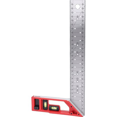 Équerre multifonctionnelle pour le travail du bois, règle de traçage haute précision en forme de L avec niveau à bulle à double axe pour la menuiserie et la construction, 300 mm (1/5)