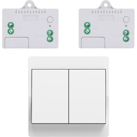 Bardusch - Interrupteur sans fil sans piles kit interrupteur sans fil autoalimente va et vient sans fil sans pile(2Gang 1V2 A) (1/4)
