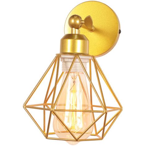 royaluxe- Applique Murale Rétro Lampe Murale Moderne E27, Angle Réglable (Or), Applique Murale À Cage Métallique, Éclairage D'Intérieur
