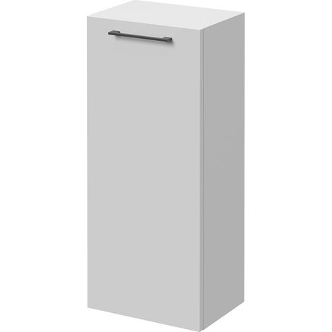 Napoli Gloss White 350mm Wall Mounted Single Door Side Cabinet - 350mm - Gunmetal Grey 160mm Handle