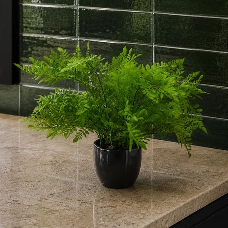30cm Artificial Potted Southern Wood Fern Black Pot Premium (1/3)