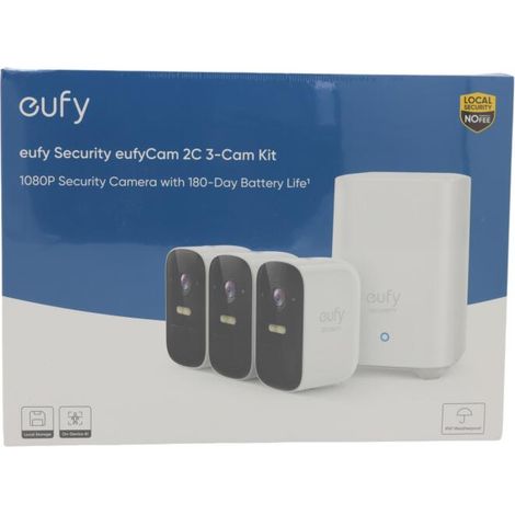eufy Security eufyCam 2C Camara vigilancia WiFi Exterior, Camara de vigilancia Exterior,180 días de duración de la batería, HD 1080p, nessun Costo mensile, Conjunto de Tres cámaras
