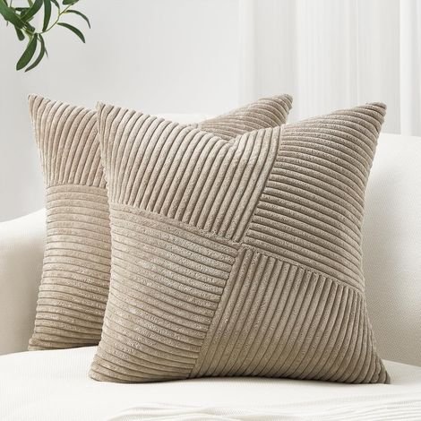 Lot de 2 Housses de coussin 40x40 cm, Velours côtelé, Motif moulin à vent, Décoration bohème, Pour salon (1/5)