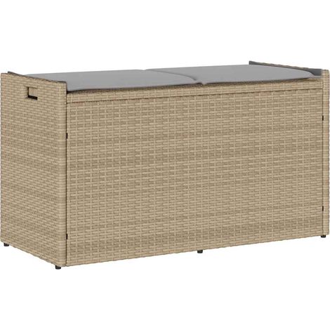 Outdoor-Sitzbank mit Stauraum und Kissen Beige 100 cm