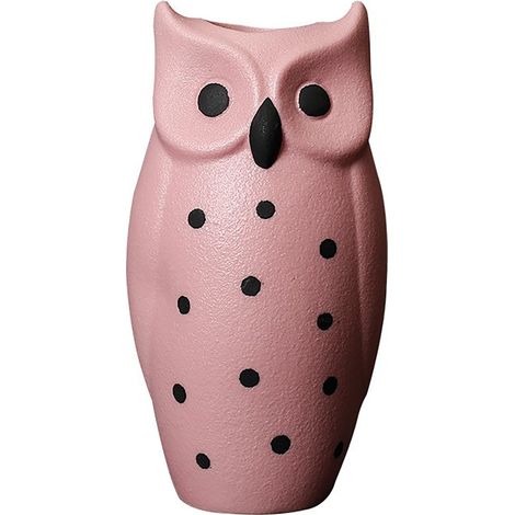 Vase décoratif Lu Bao Hibou Rose, Porcelaine blanche style nordique luxueux avec gypsophile séchée, idéal pour table à manger ou salon (1/5)