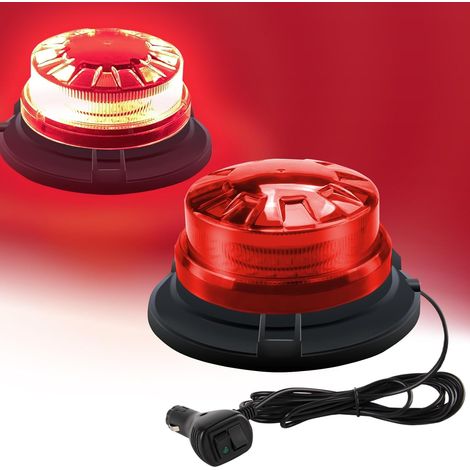 Gyrophare rouge LED magnétique 12-24V avec 8 modes de flash 24 lumières stroboscopiques d'urgence à LED, lumière clignotante étanche pour véhicule de voiture (1/5)