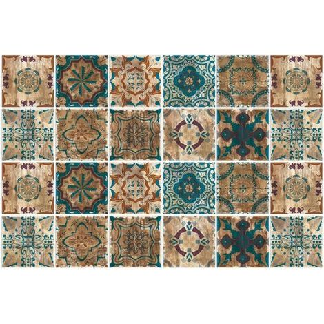 Carrelage Adhésif 20x20 Style Industriel Credence Adhesive pour Cuisine Brique,24 Pcs Stickers Muraux Salle de Bains Cuisine Carrelage Adhesif Mural avec Motifs de Carrelage Dalle Pvc Adhesive Murale (1/5)