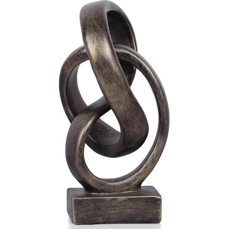 Statue abstraite en bronze avec nœud en corde, décoration géométrique, table basse de salon, étagère de comptoir, décoration en bronze, table basse, entrée, décoration de bureau. (1/5)